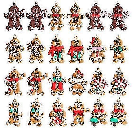Christmas Tree Decorations and Ornaments Set - Gingerbread Man Decorations Gingerbread House Ornament 24 Pack for Christmas Tree Wreath Christmas Deco