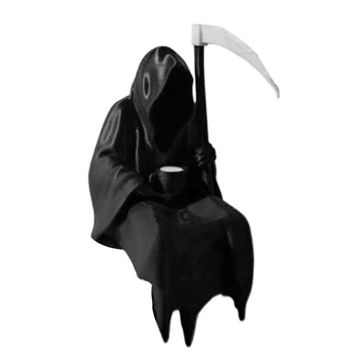 Resting Statue of the Grim Reaper Desktop Ghost Figurine Ornament Halloween Home Decoration for Fitness Tabletop Display