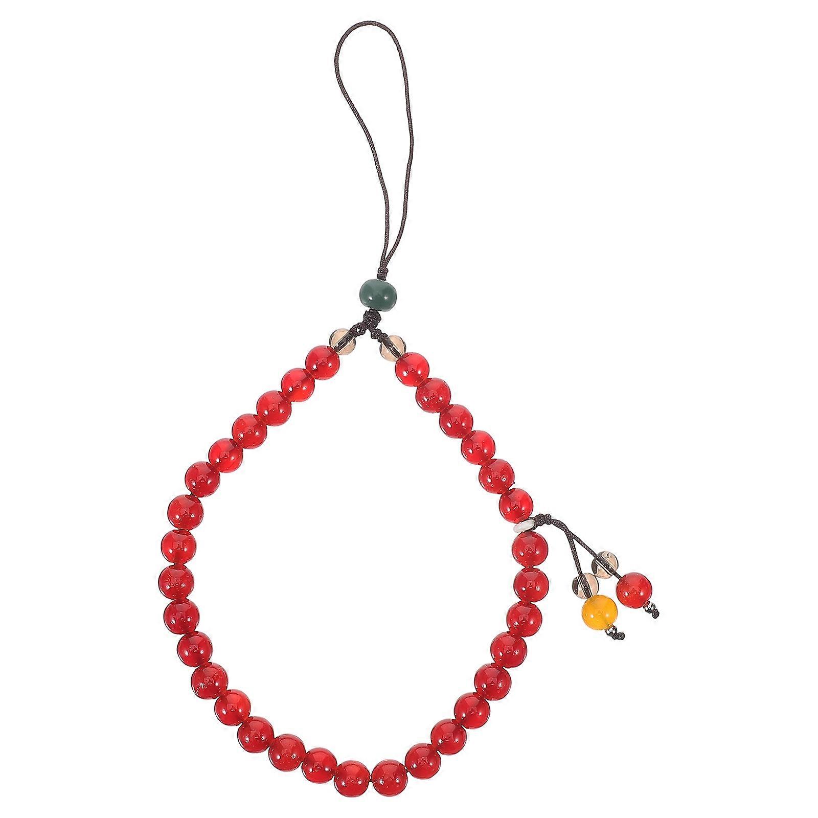 Beaded Agate Phone Charm for Decoration with 3Pcs Bead String Pendant