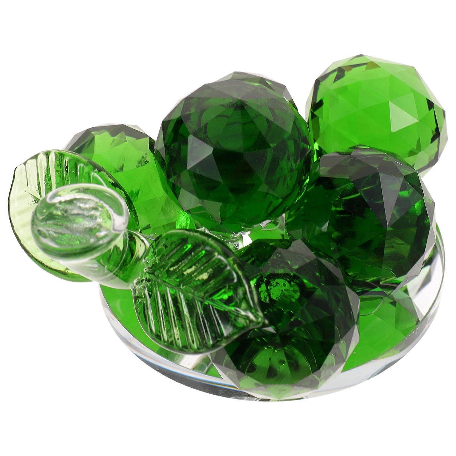 4Pcs Crystal Grape Figurines for Decor Green Miniature Clear Fruit Statues