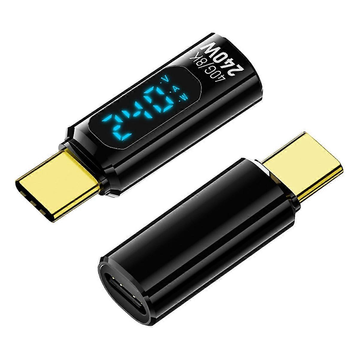 2 Pack Type C Adapter, PD 240W USB-C Male to Female Connector
