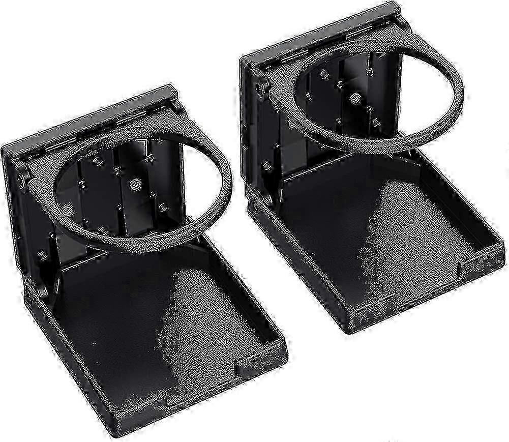 2 قطعة عالمي قابل للتعديل حامل أكواب قابل للطي حامل شراب سيارة أسود بلاستيك مانع للتسرب