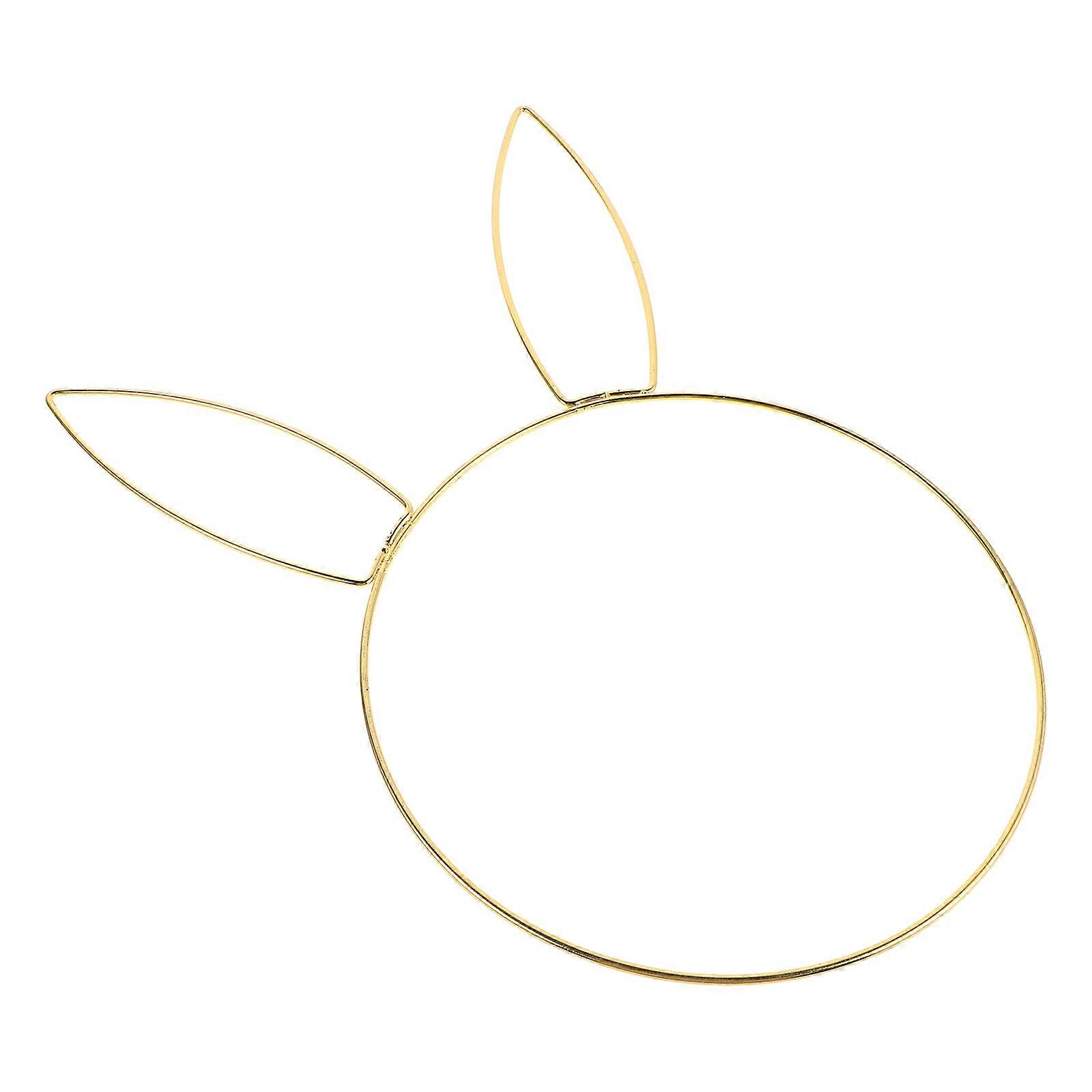 Golden Easter Bunny Head Iron Circle for Wreath Decoration 5Pcs Set