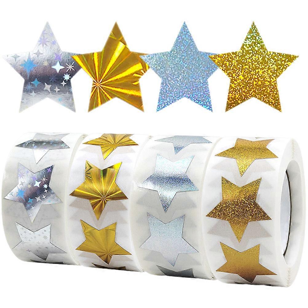 Self-Adhesive Star Stickers for Kids Reward 12 Rolls Coated Paper Stickers
