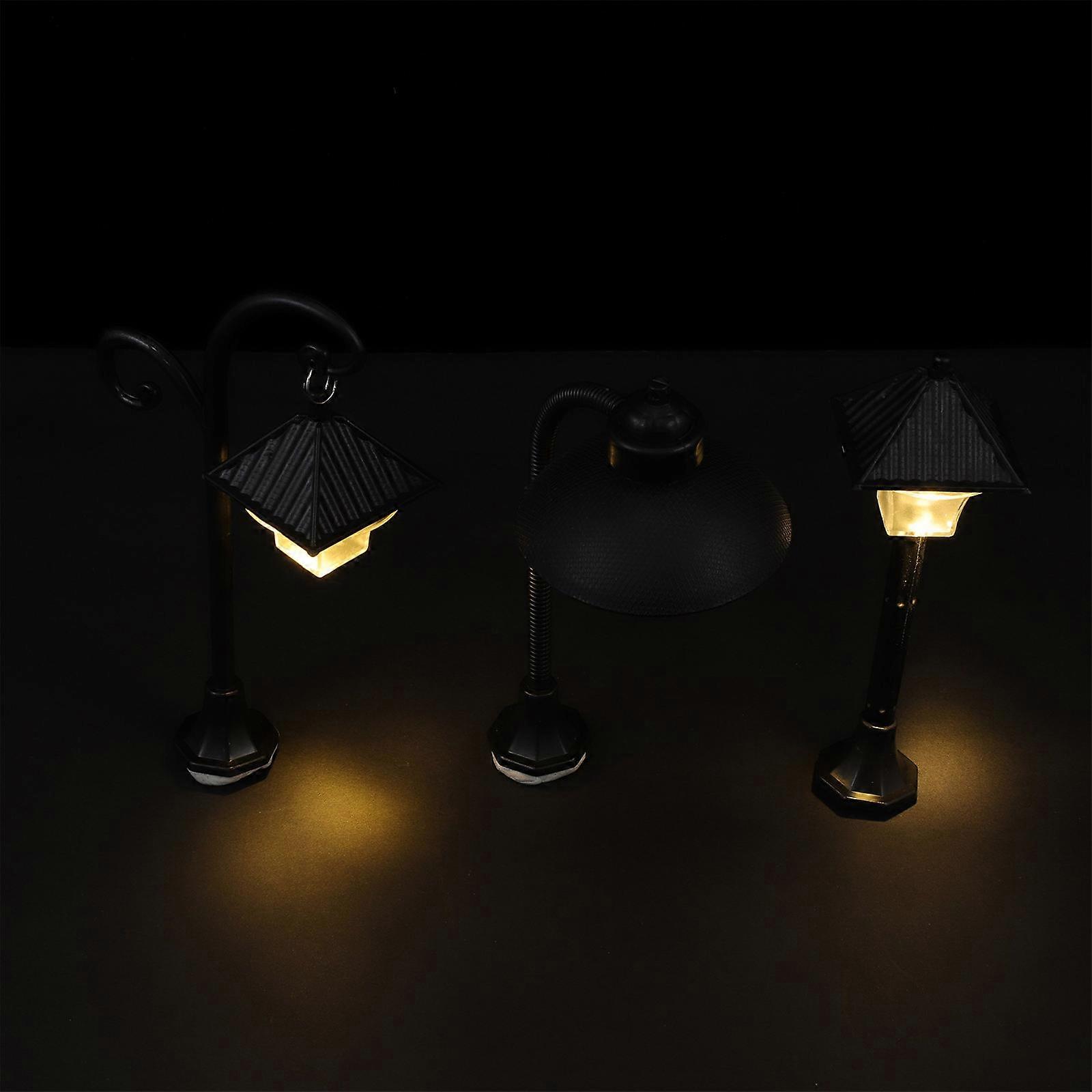Garden Lamp Ornament Miniature Simulation Streetlamp Model Craft Lamp For Home Decor Enthusiasts 3Pcs