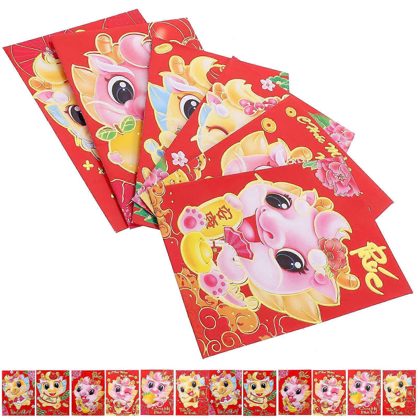 Red Envelopes 60 Pcs Rectangular Dragon Pattern For Loved Ones Festive Season 11.5X8X0.2CM Celebration