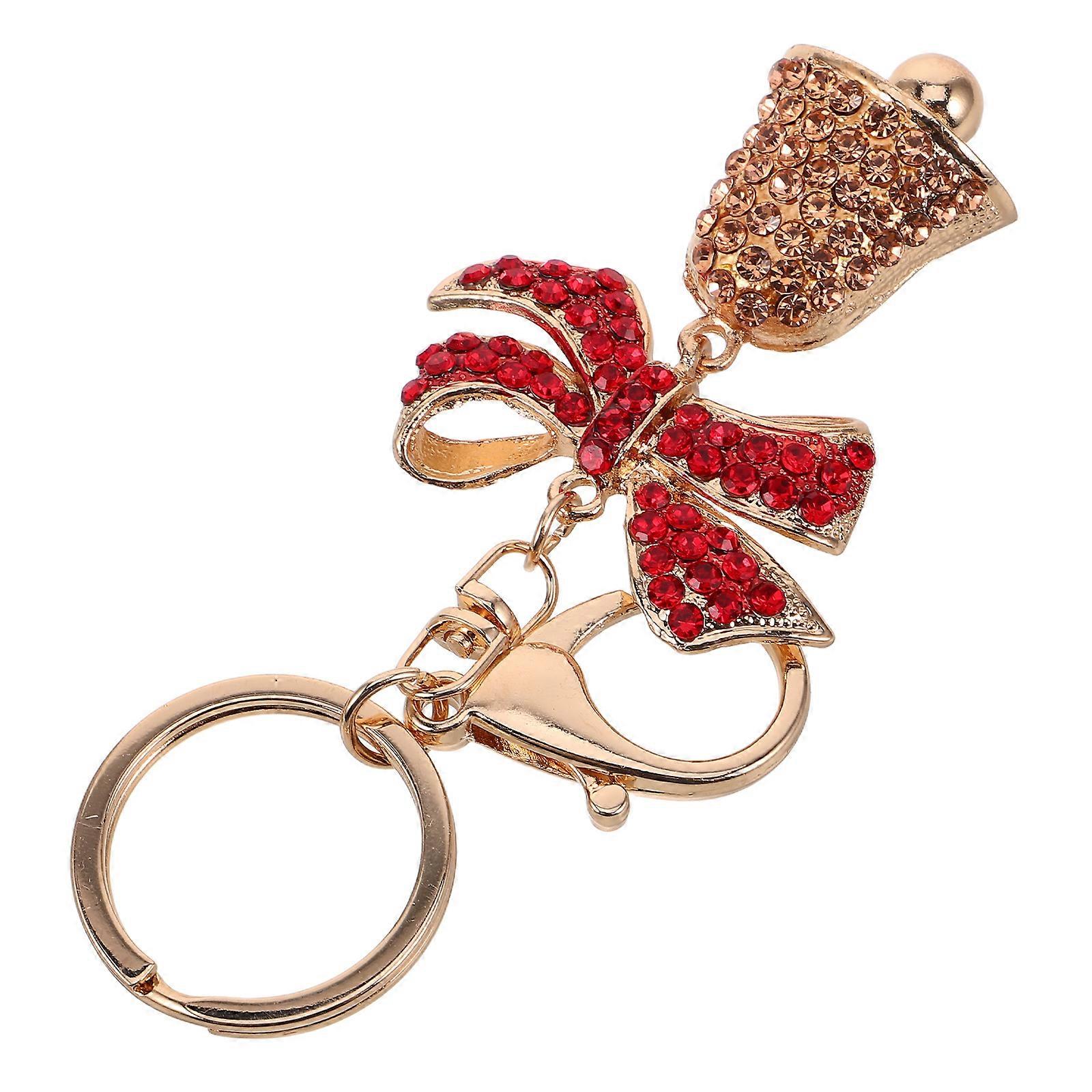 Craftsmanship Keychain For Holiday Enthusiasts With Red Bowknot 12X5X1CM 1Pcs