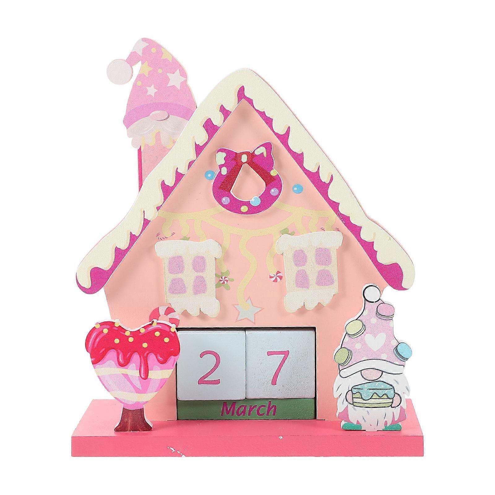 Wooden Calendar Cute Desk Calendar Rotate Perpetual 3Sets Blocks