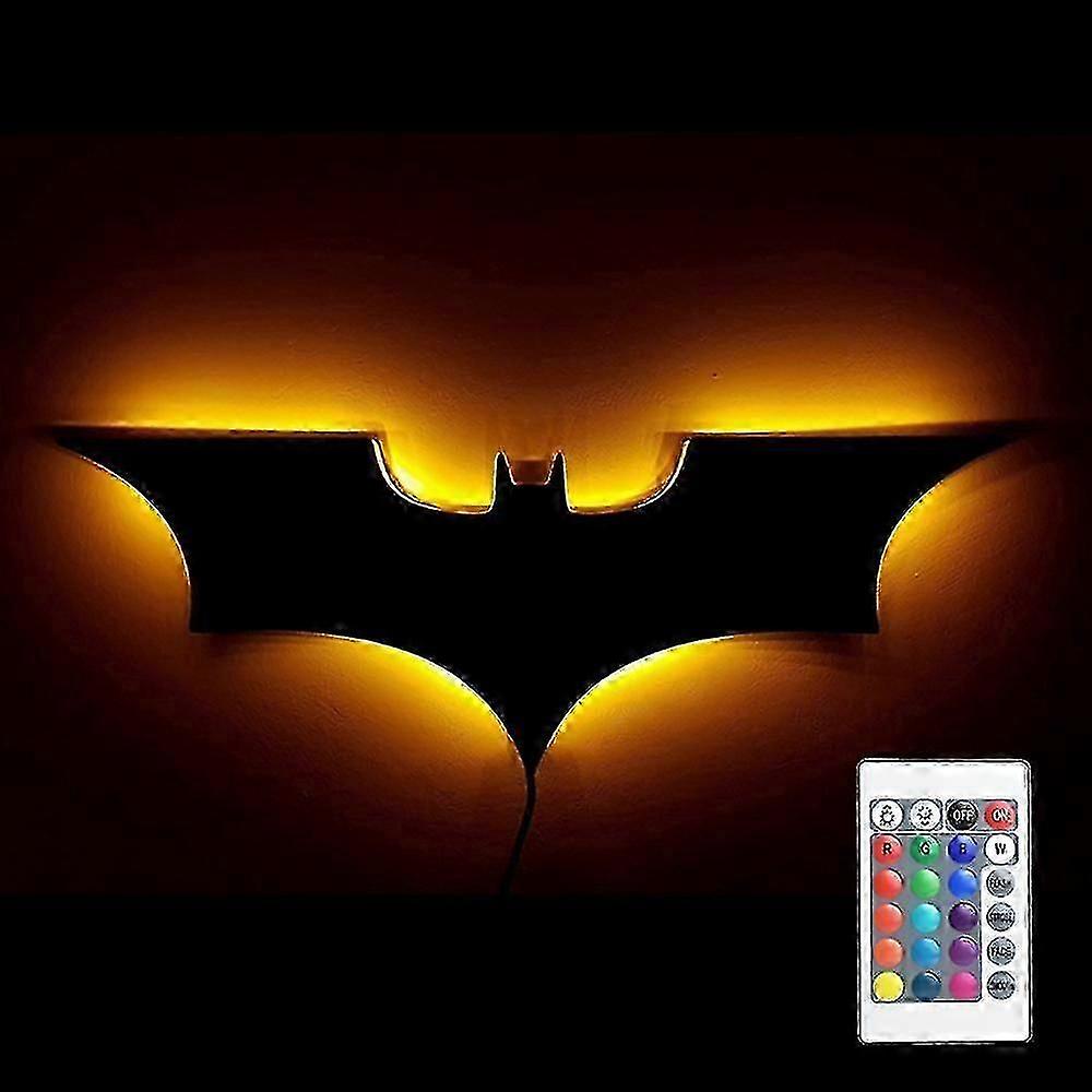 Creative 3D Bat Wall Lamp RGB LED Bedside Gaming Room Bar Decorative Light with Remote Control-Good