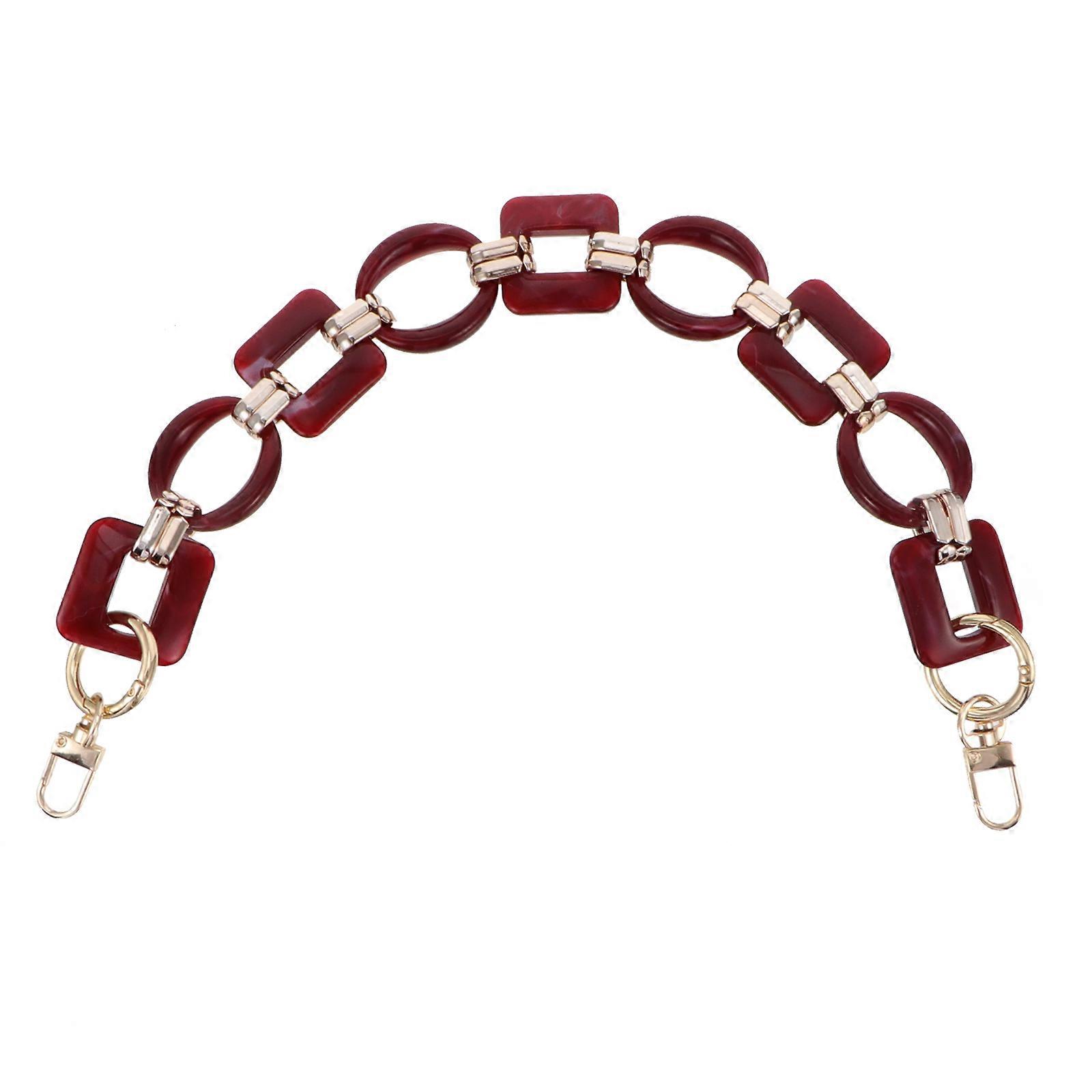 Unique Retro Bag Chain for Decoration with 3Pcs Red Resin Handbag Strap