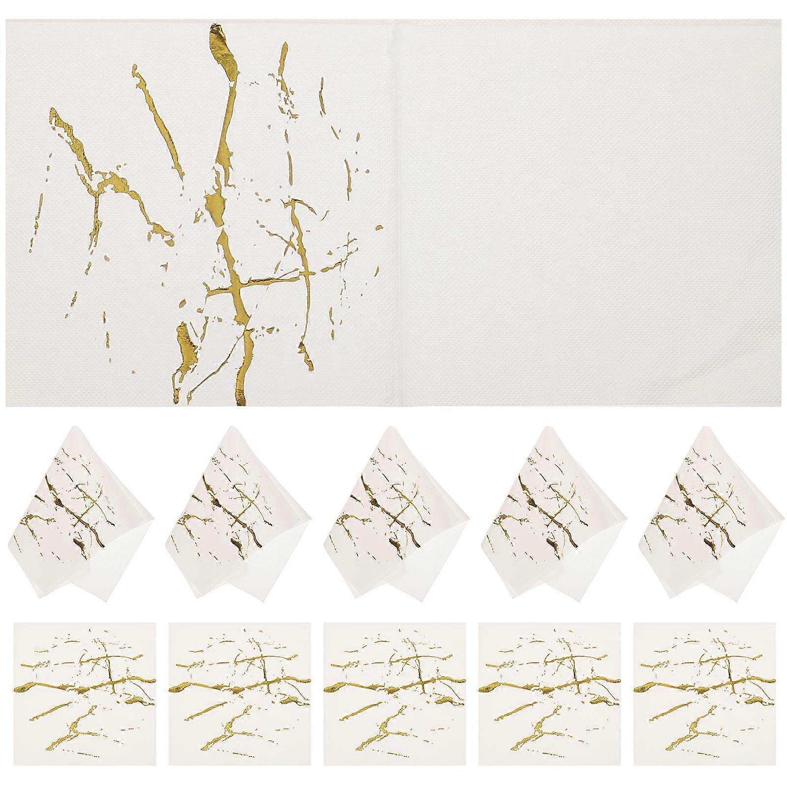 Disposable Marbleized Golden Napkins for Party Use 80Pcs Wedding