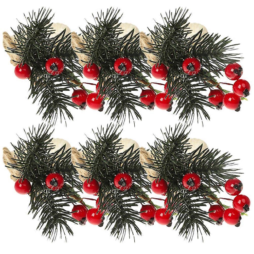 Xmas Napkin Rings for Decoration Use with 12Pcs Simulation Berry Buckles