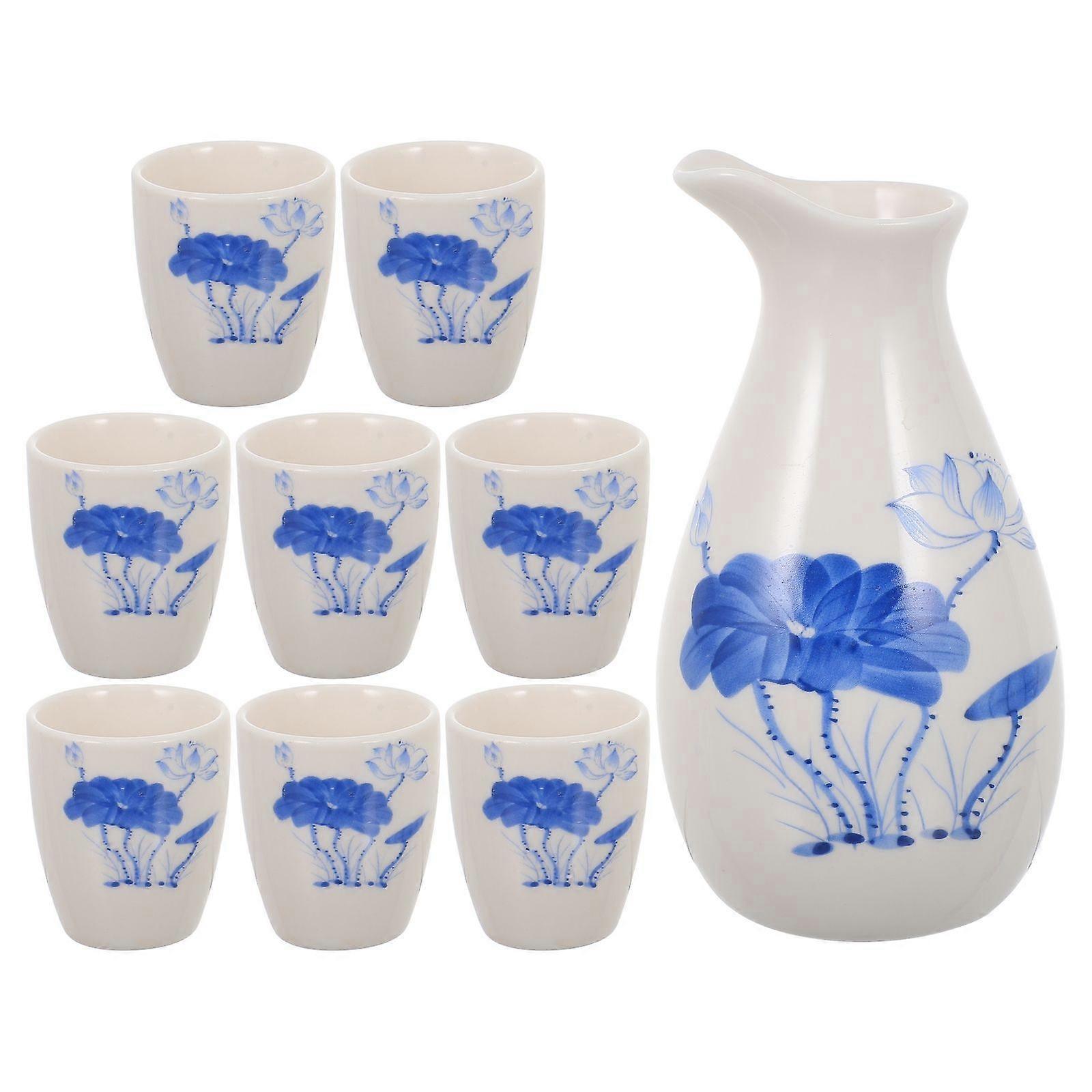 Ceramic Sake Pot Cups Occasion Drinkware Sake Storing Blue 1 Set