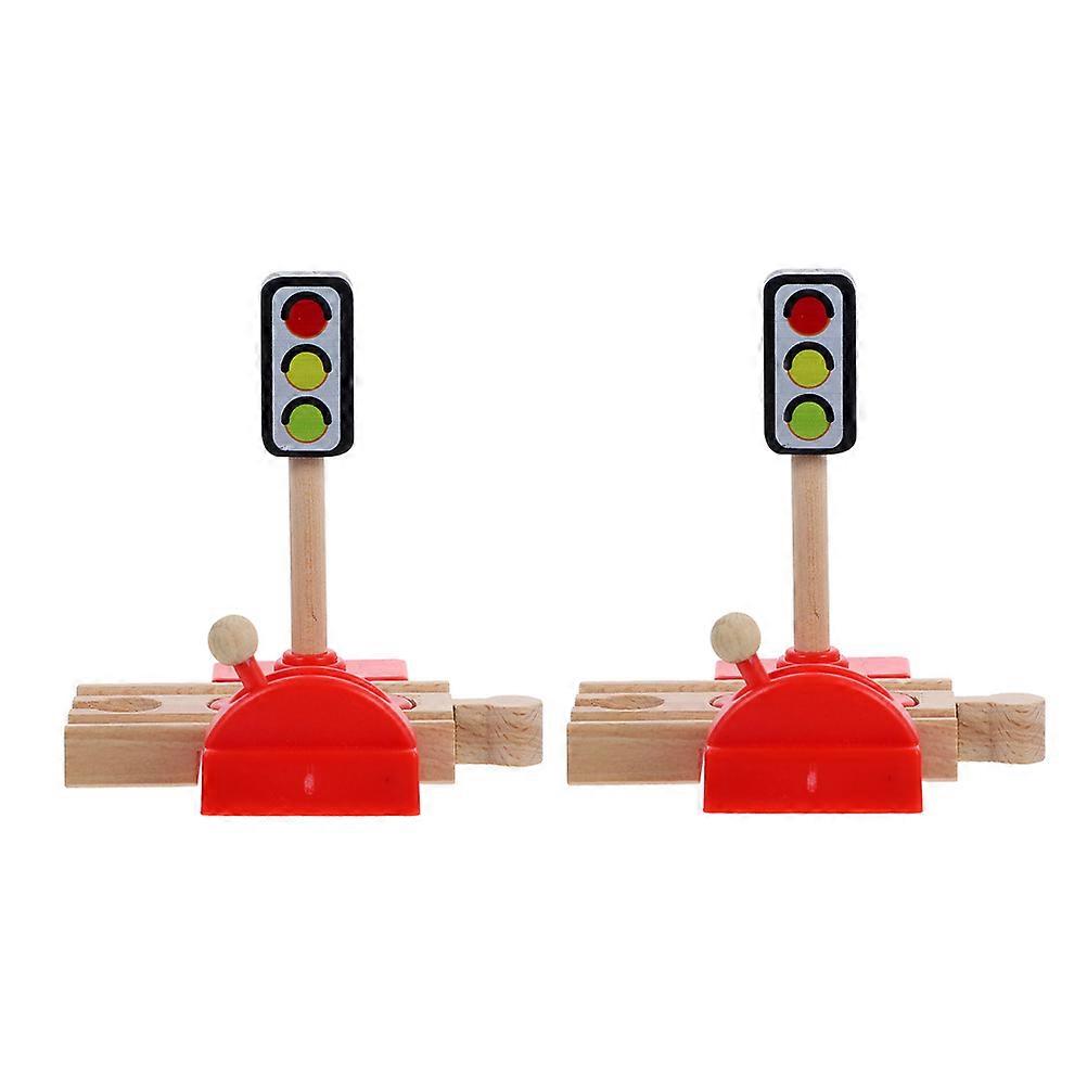 Wooden Train Traffic Light Accessories for Pretend Play 4Pcs Set