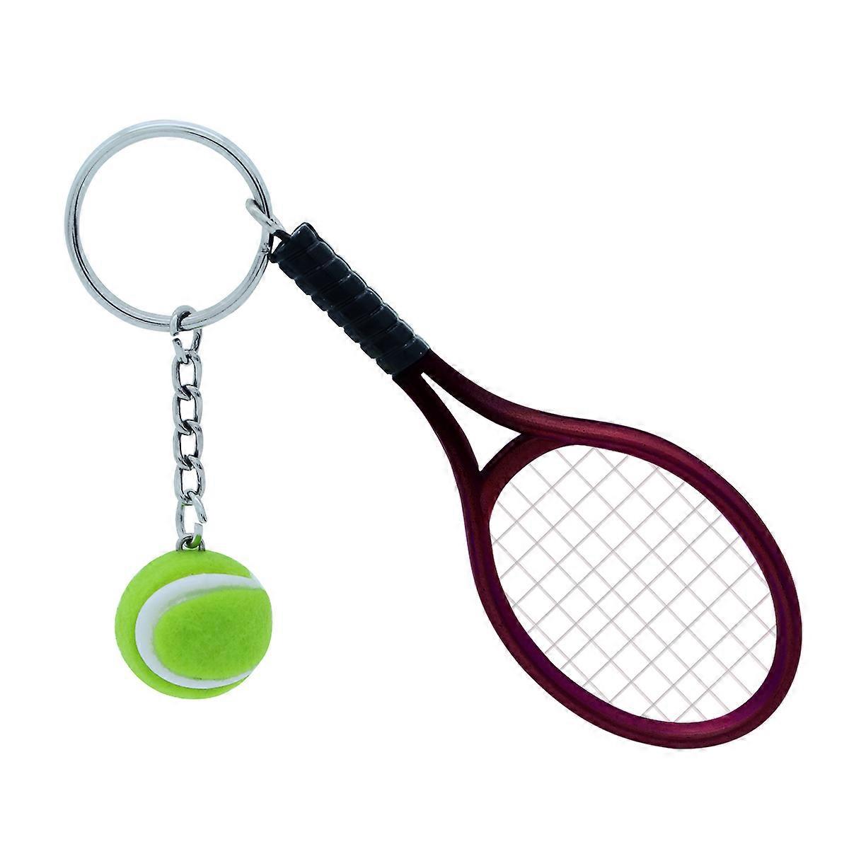 Key Chain Mini Tennis Racket Red Charm for Keys 3Pcs Key Ring Gift