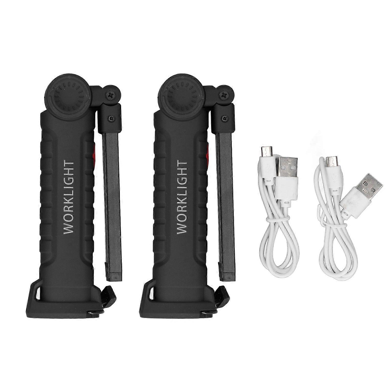 2Pcs Rechargeable LED Work Light with Magnetic Base Outdoor Multi Functional Portable Foldable COB Worklight Grill Light