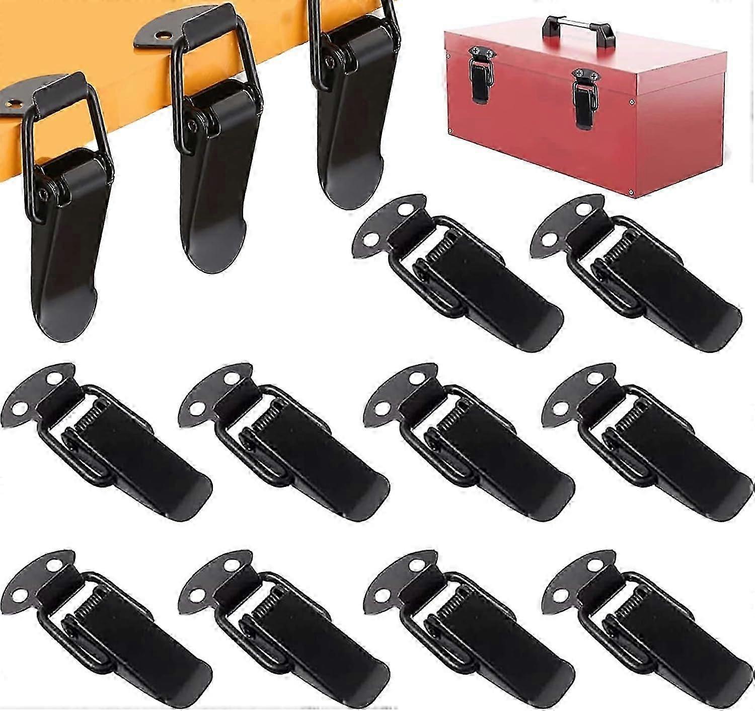 10 Pieces Spring Latch Hasp Lever Lock Toggle, Stainless Steel Lockable Lever Lock, Black Drawer Cabinet Chest Tool Chest