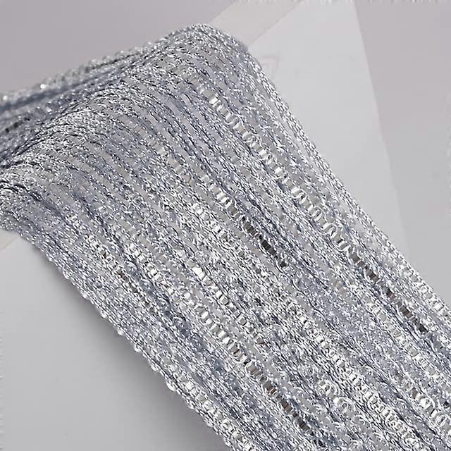 Crystal Flash Line Shiny Tassel String Door Curtain Silver Wire 100x200cm Rod Pocket Window Room Divider