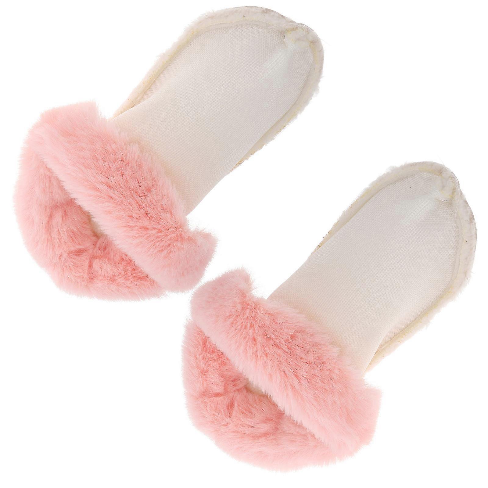 Plush Shoe Inserts Detachable Winter Fluffy Shoe Liners 2Pairs Pink Color