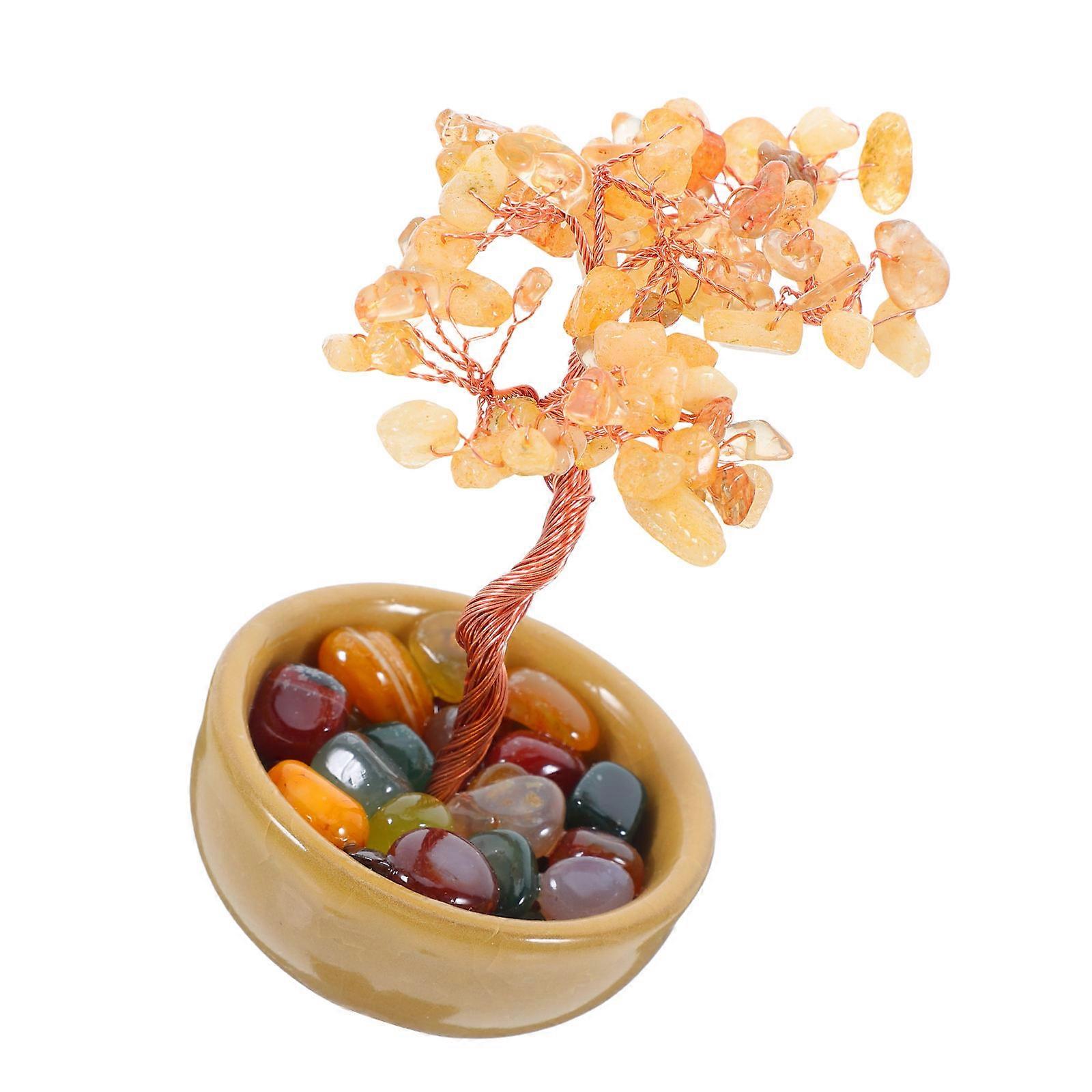 Crystal Tree Feng Shui Money Tree for Wealth 4Pcs Handmade Chakra Gemstone