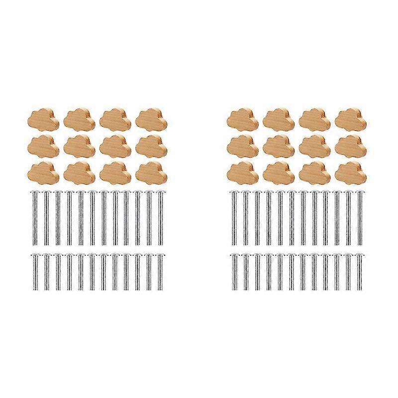 Boho Dresser Knobs- 24 Pack Beech Wood Drawer Knobs Cloud-Shaped Wooden Dresser Pulls for Cabinets
