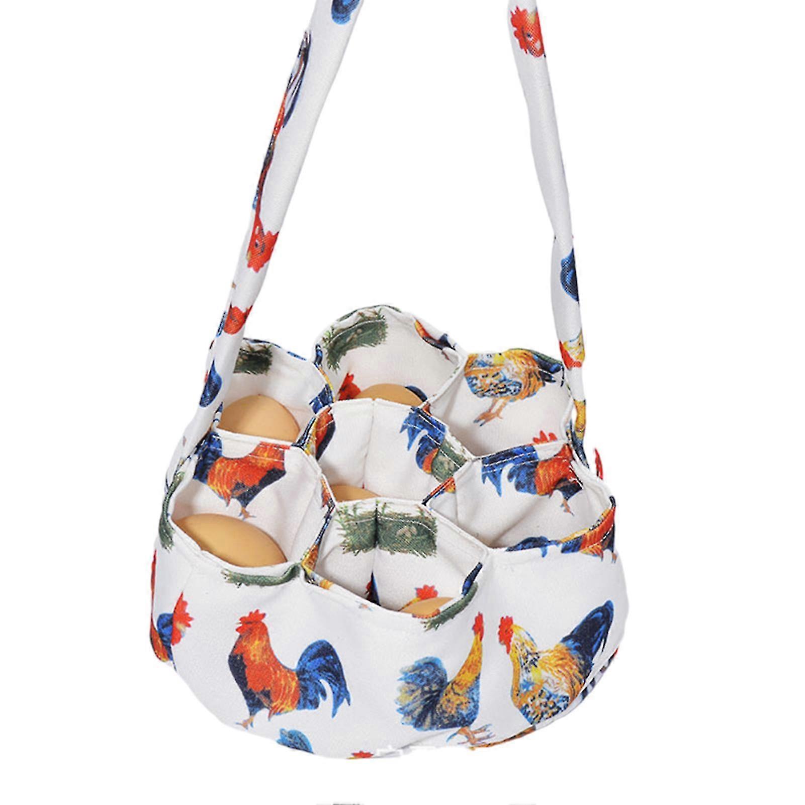 Canvass Eggs Collecting Basket with 7 Pockets Multi-Purpose Durable Egg Bag for Chicken Hen Eggs