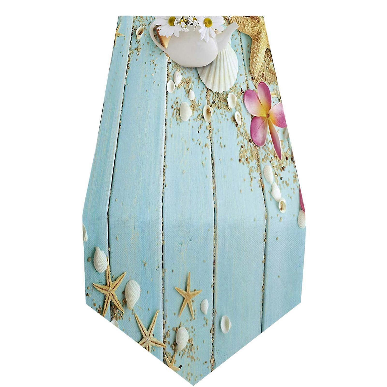 Decorative Table Flag Summer Beach Style Printed Flax Table Flag Summer Atmosphere Home Home Furnishings Table Cloth Coffee Table Tissue