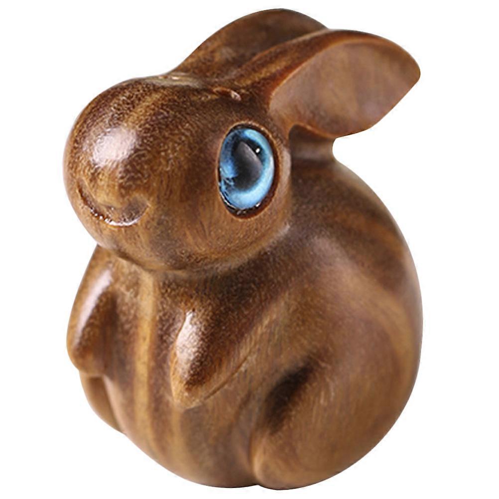 Coffee Wooden Rabbit Charm for Blessing Use 4Pcs Zodiac Pendants