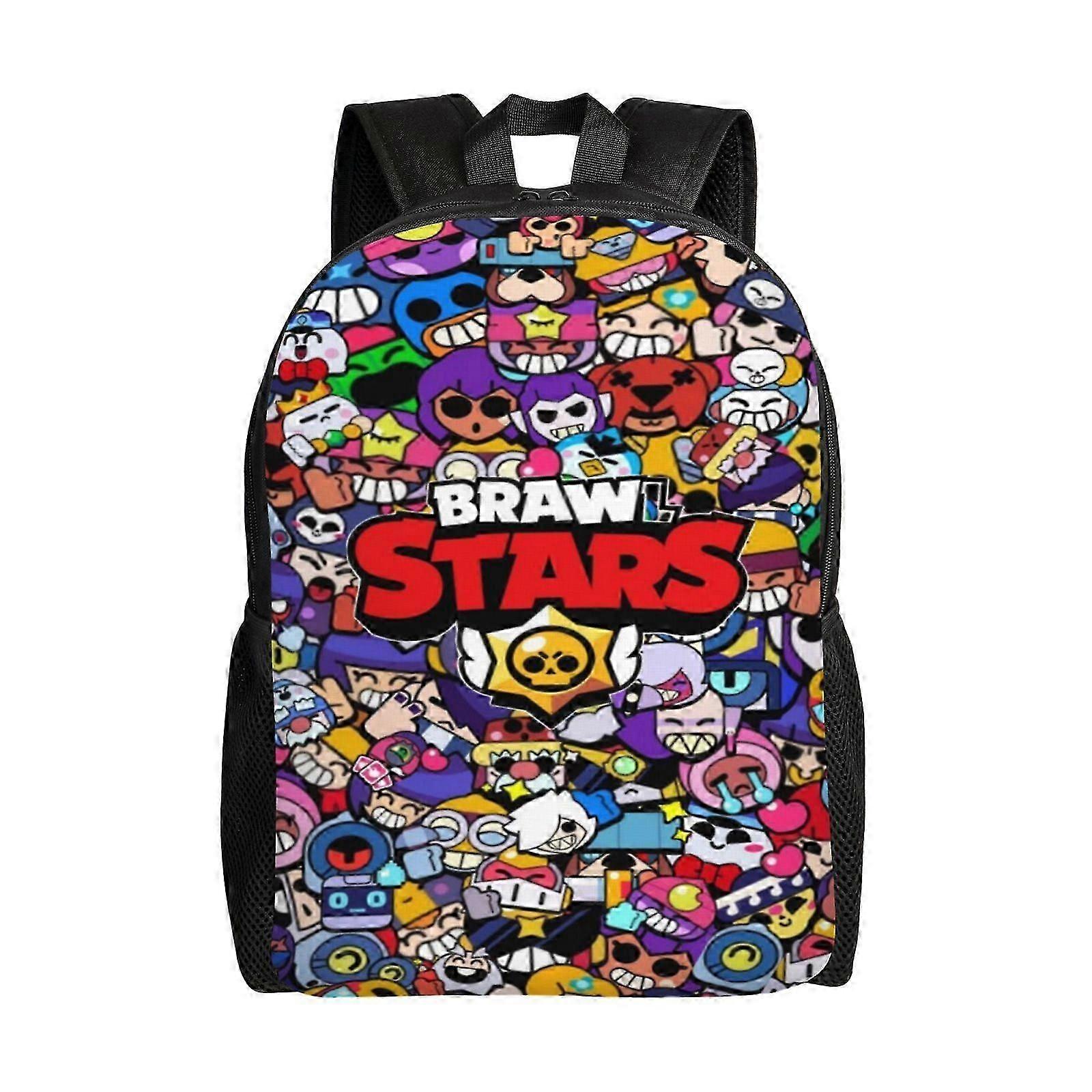 v96 Brawl المقاتلين الكرتون الملونة حقيبة ظهر النجوم للرجال والنساء ، حقيبة نهارية أنيقة مع تصميم طباعة كاملة ، حقيبة كتاب مقاومة للماء للمدرسة والتفوق