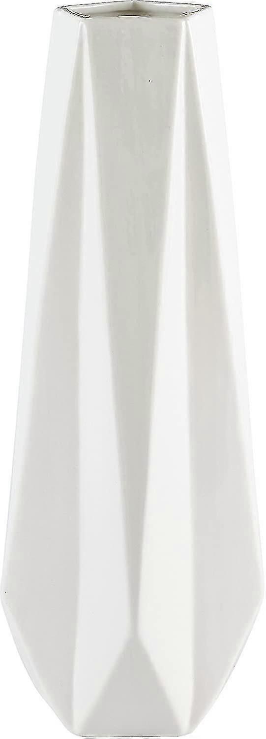 Rivet Modern Angular Stoneware Vase, 18.5cm High, White