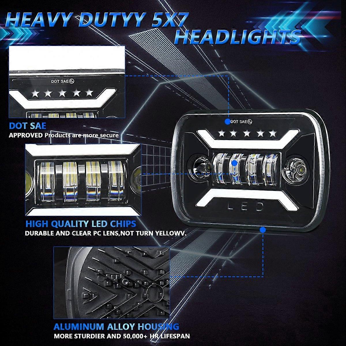 7x6 5x7 LED Headlights H6054 Rectangular Headlight for 