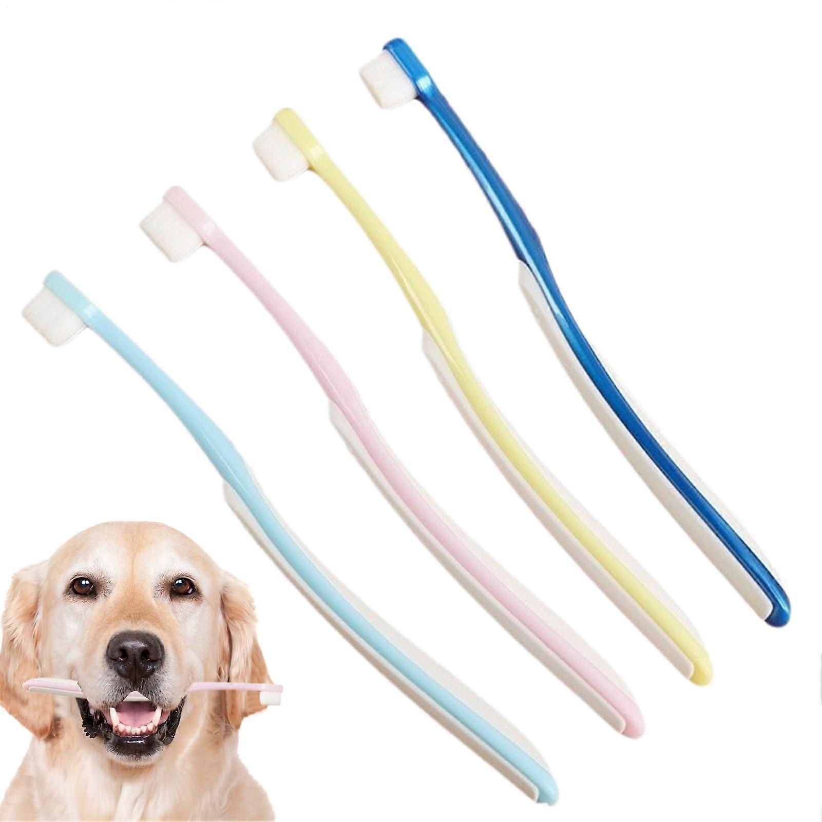 Dog Toothbrushes 4Pack WideHead Soft Bristles for Dogs and Puppies Indoor Outdoor Pet Oral Care Kit