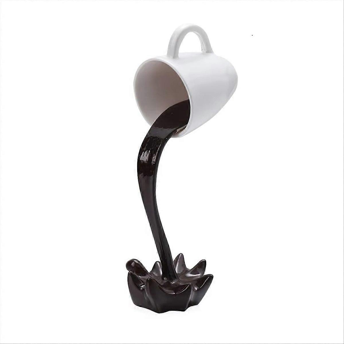 Spilling Coffee Cup Sculpture Magic Pouring Splash Home Decor