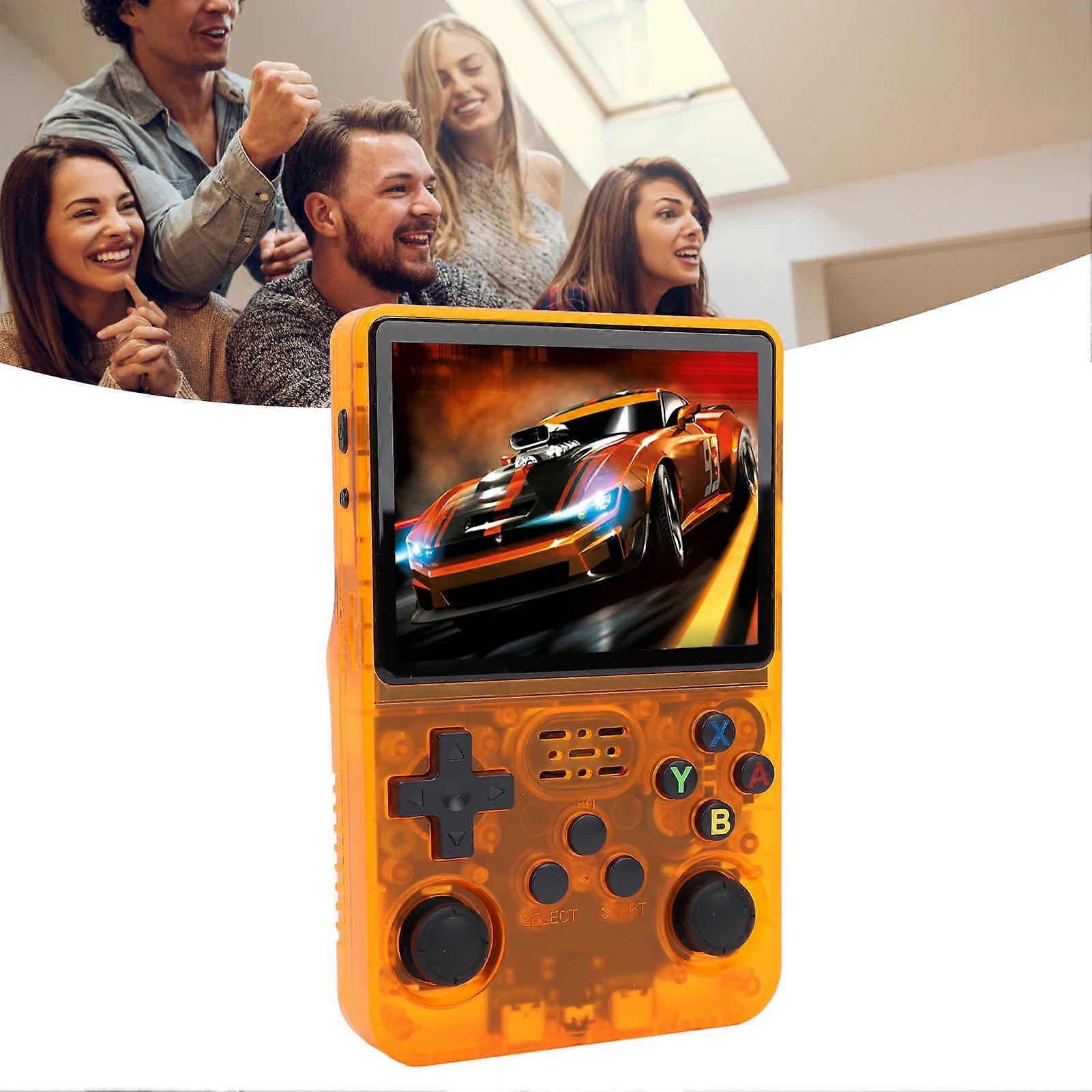 Handheld Game Console 128GB 3.5 IPS Screen 640 X 480 3500mAH Battery Portable Video Game Console for Linux System Transparent Orange 