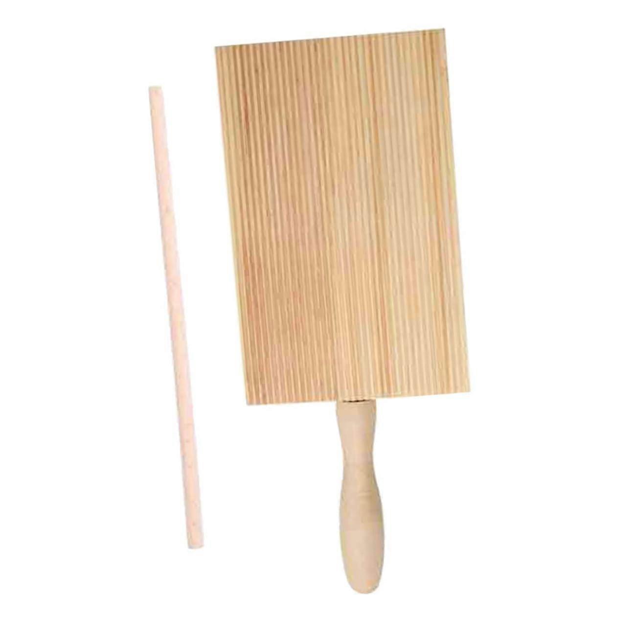 Wooden Gnocchi Maker With Paddle And Stick Stripe Design Pasta Board Tool For Easy Dough Shaping And Pasta Making