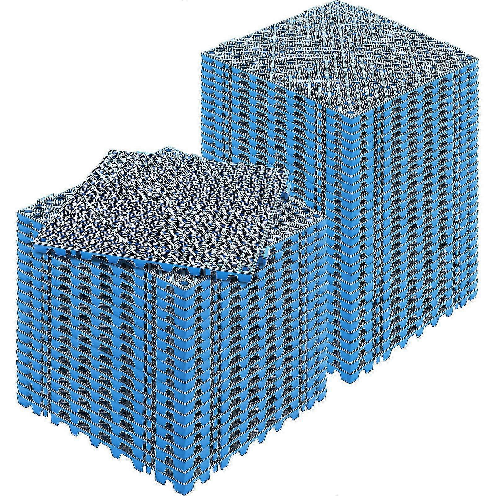 Interlocking Tile 50PCS Blue, Drainage Tiles 12" x 12" Splicing, Soft PVC Interlocking Drainage Floor Tiles