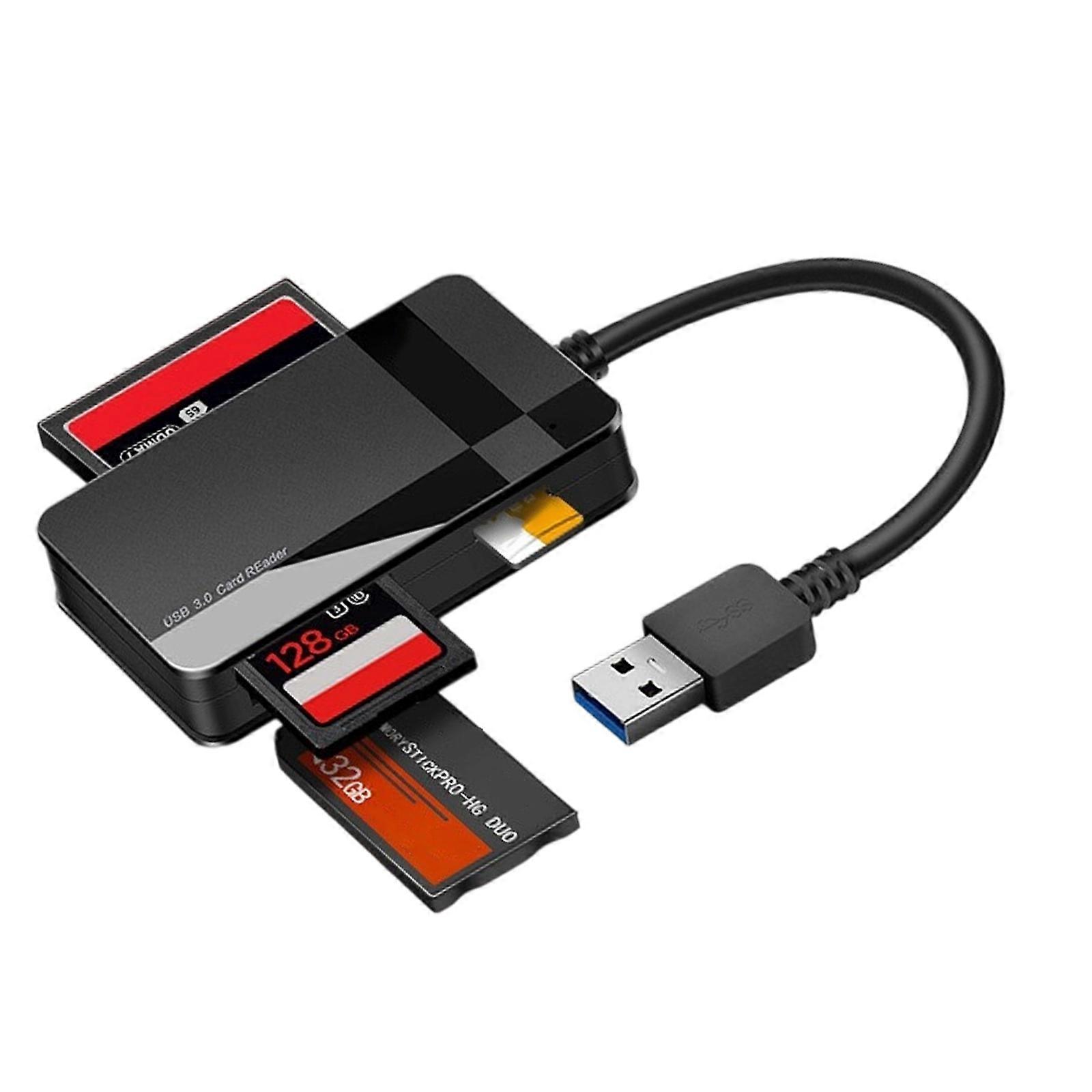 Universal 4 Slot USB3.0 Memory Card Reader Supports TF MS CF Fast Speed Transfer ABS Multicolor