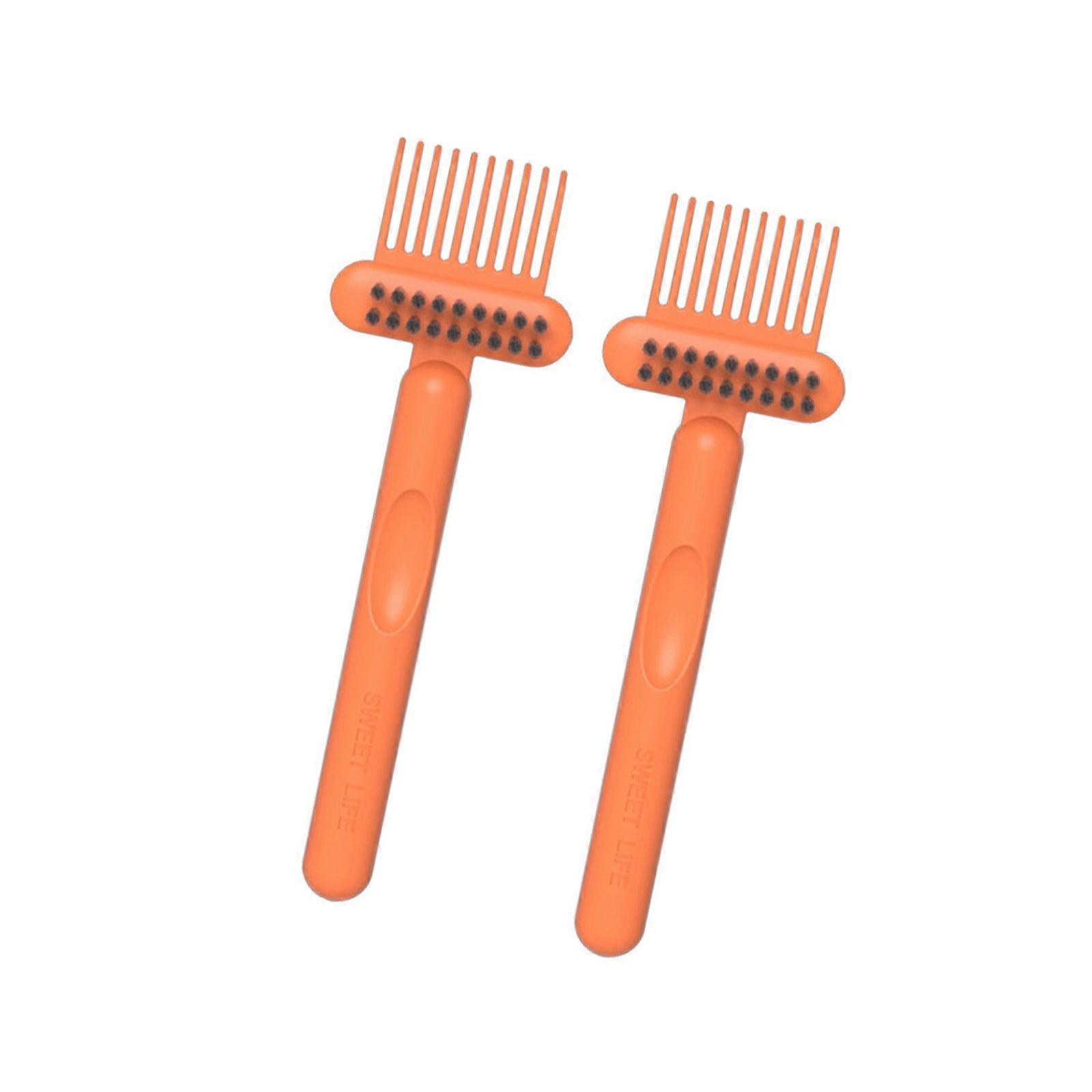 Space Saving Comb Cleaning Tool Device AntiSlip Handle Design Ideal For Daily Grooming Salon Essential Comb Cleaner  Orange