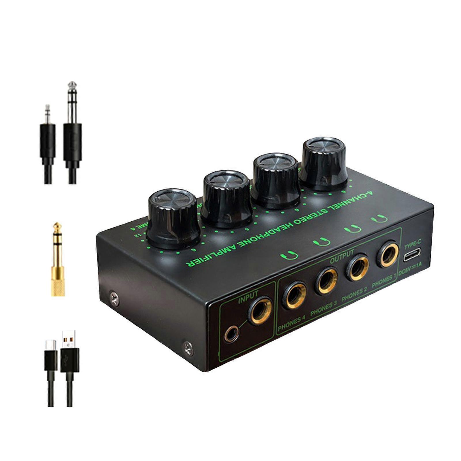 HZ400 Studio 4 Way Amplifier Splitter With Color Effects Auditory Cables Adapter For Seamlessly Connection Multicolor