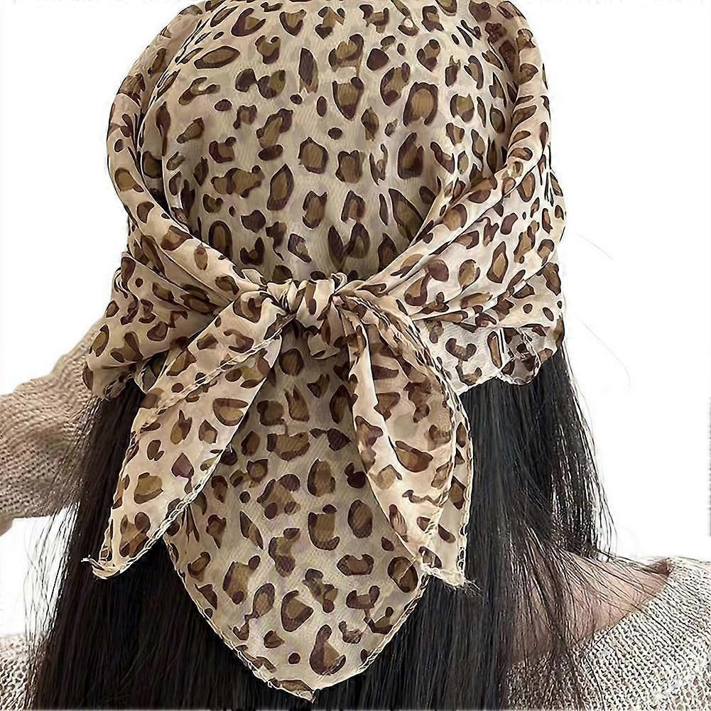Y2K Leopard Print Headscarf Retro Multifunctional Turban Scarf For Fashion Sweet Cool Style Polyester Soft Comfortable Lightweight