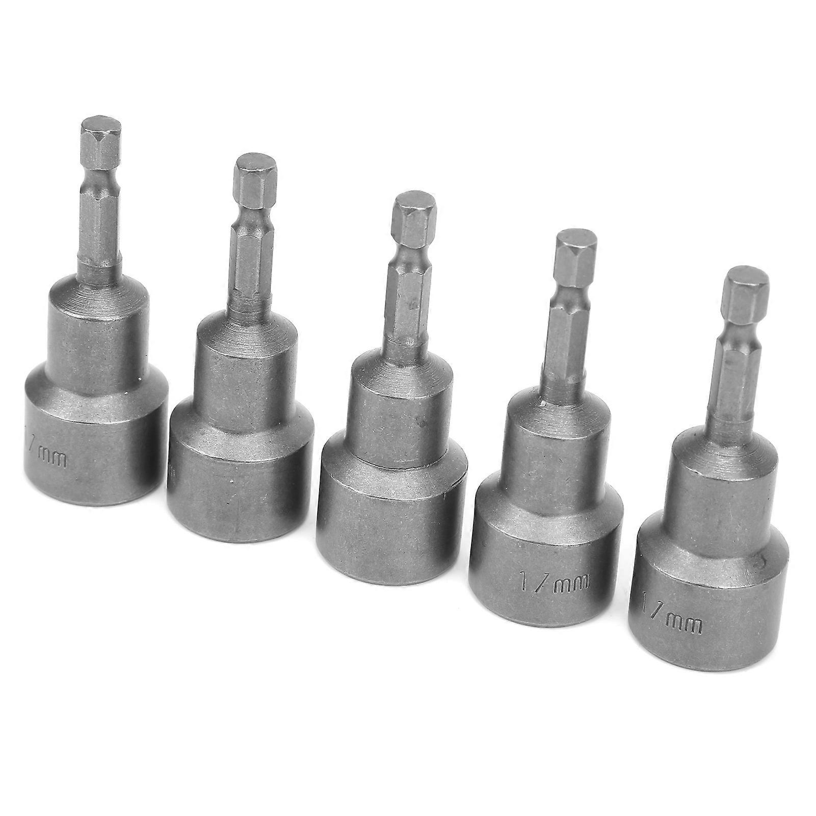 5Pcs Hex Socket Chrome Vanadium Steel Strong Magnetic Nut Electric Drill Screwdriver Bit 17mm
