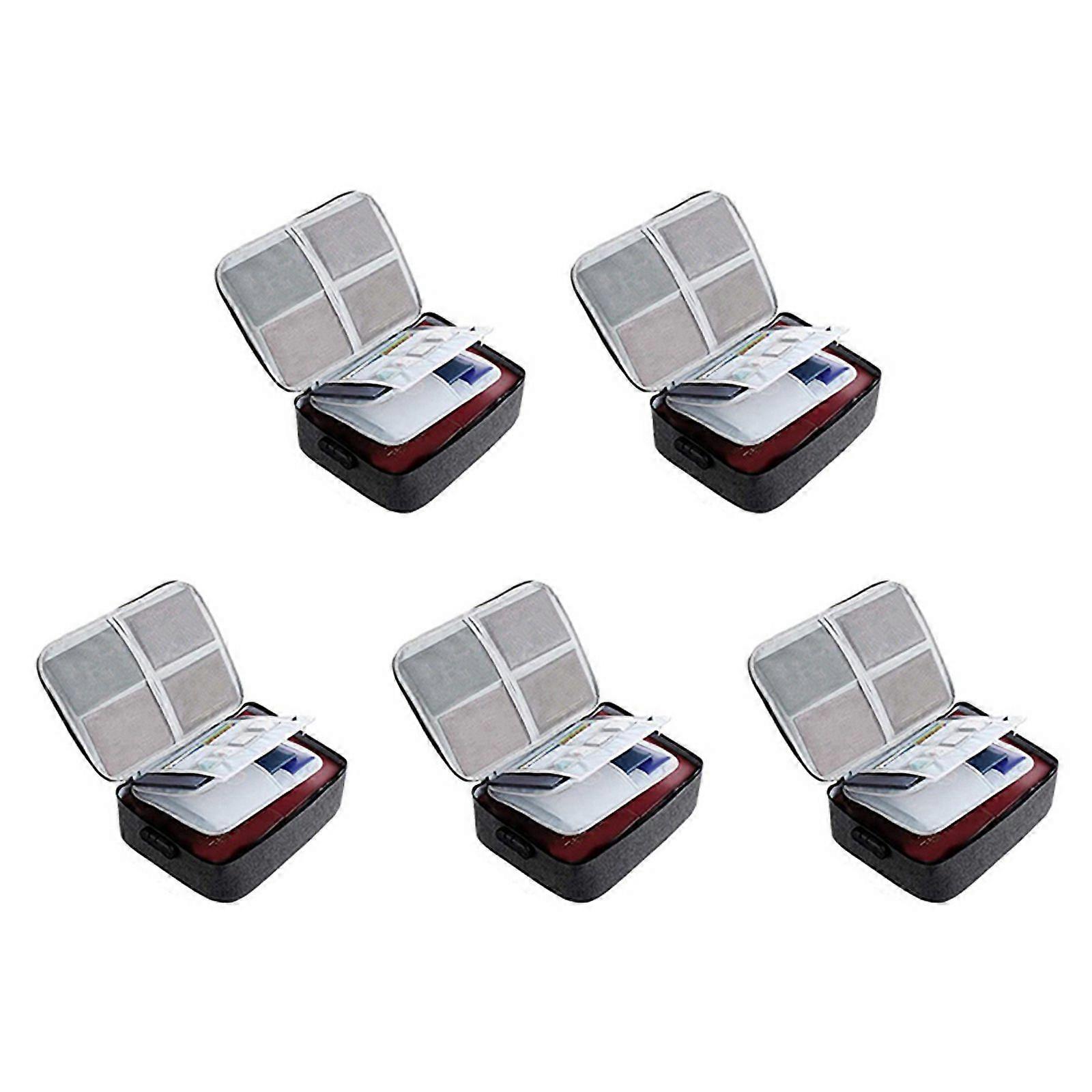 5X Important File Pocket Holder,Document Organizer Box,Oxford Waterproof Document Storage Bag with Safe Code Lock(Black)