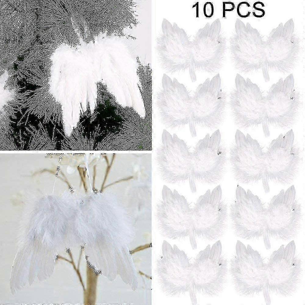 10pcs天使の羽の翼、クリスマスのためのミニ天使の吊り下げ翼クリスマスの装飾