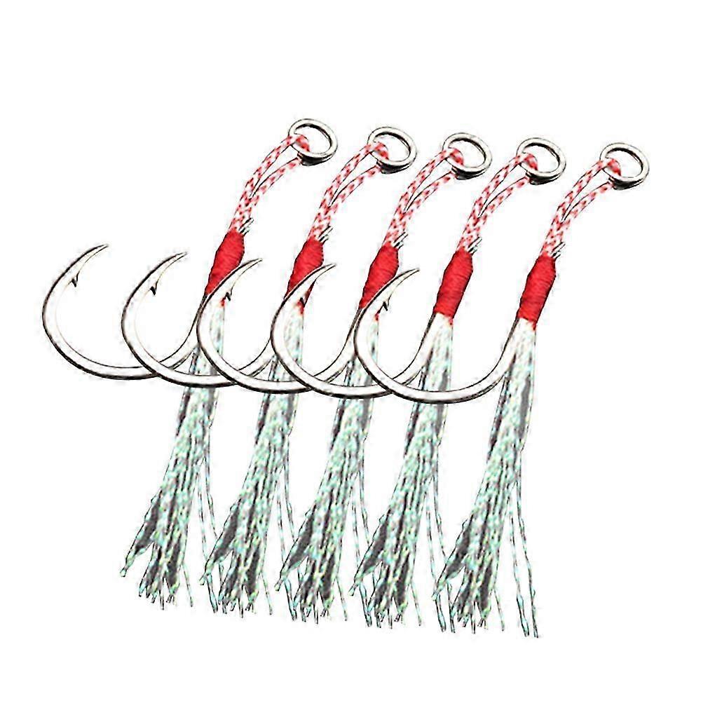 Kesilian 5pcs Assist for Jig Fishing Hooks High Carbon Steel Assistant Fishing Hooks Sharp Bait Holder