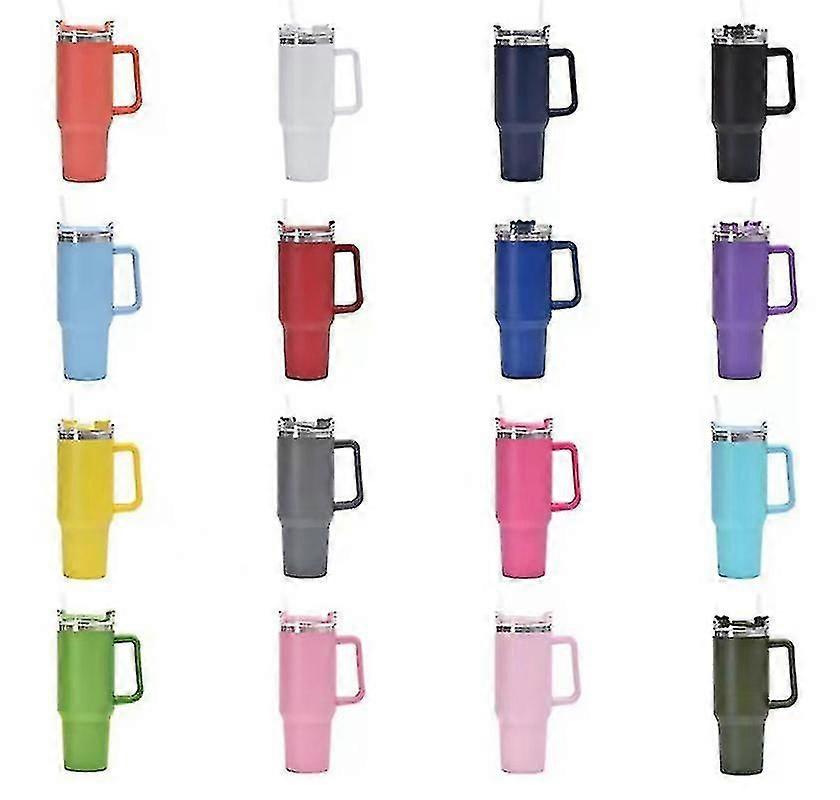 40 Oz Tumbler Straw Lid Insulated Stainless Steel Water Bottle Coffee Mug Travel