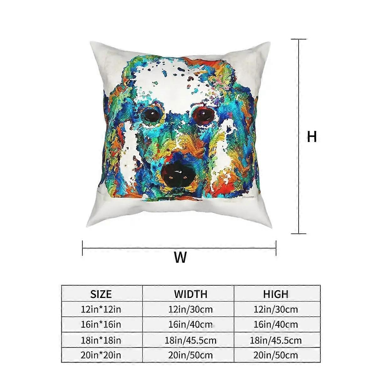 Housse de coussin carrée à motif caniche coloré pour canapé