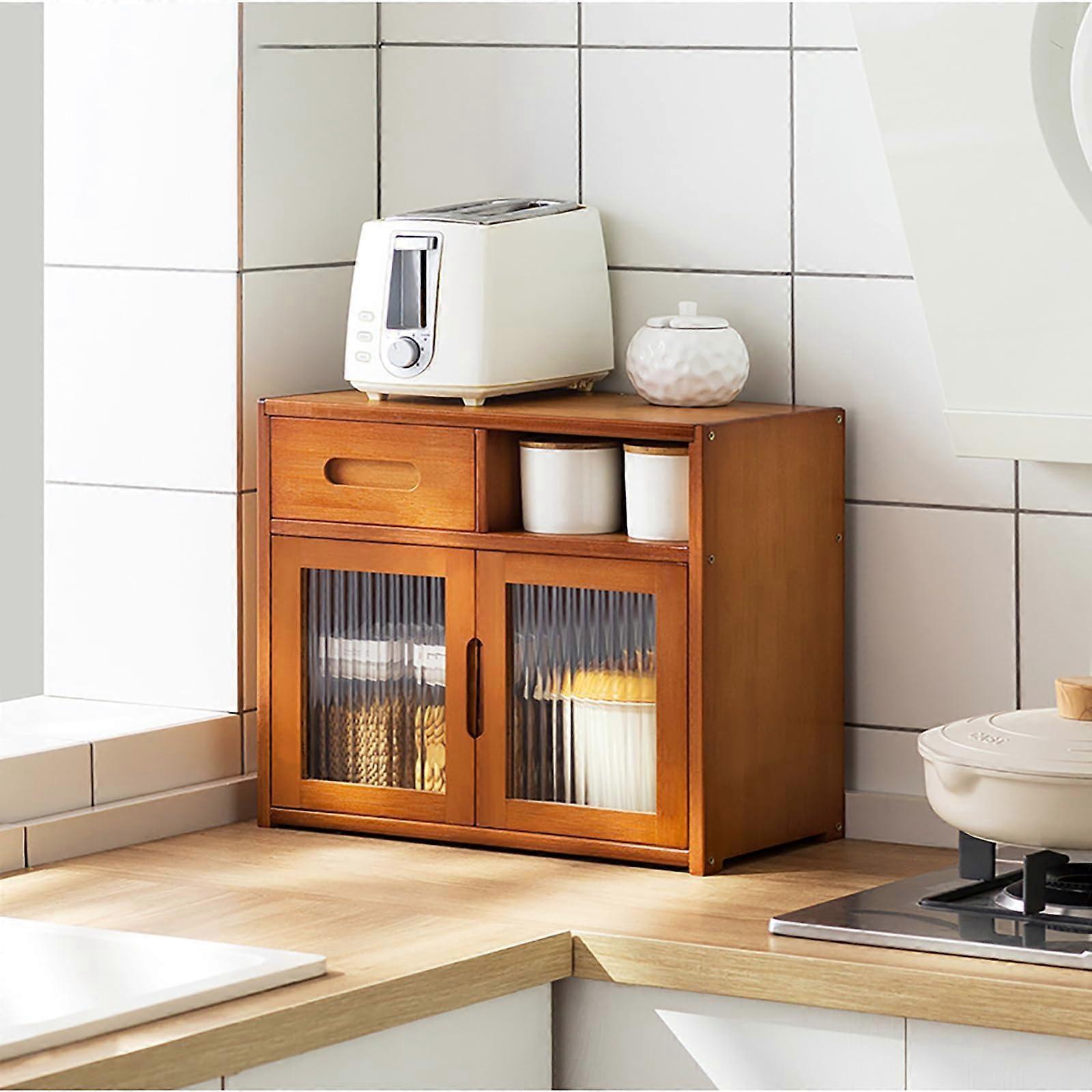 Multi Layer Kitchen Tabletop Storage Cabinet 42x23x39cm, Sideboard with Countertop Dish & Spice Storage, Color A