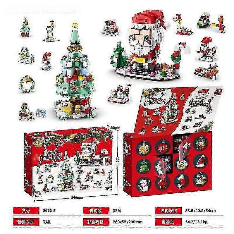 Kids Christmas Building Blocks Advent Calendar with Santa Figure
