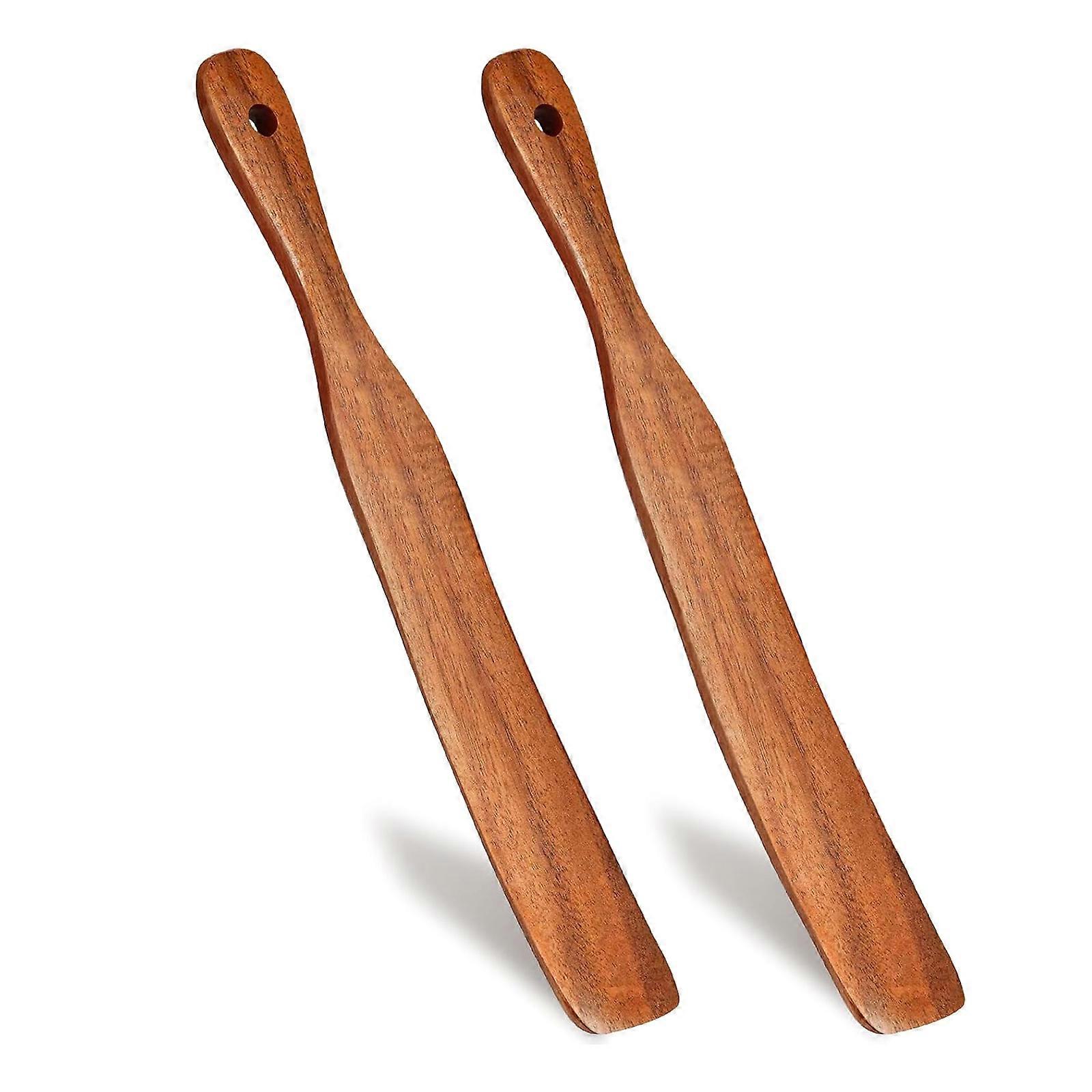Pair of Environmental Wood Spatulas Smooth Brims for Nonstick Cookware Perfect for Bread Making and Food Preps Multicolor