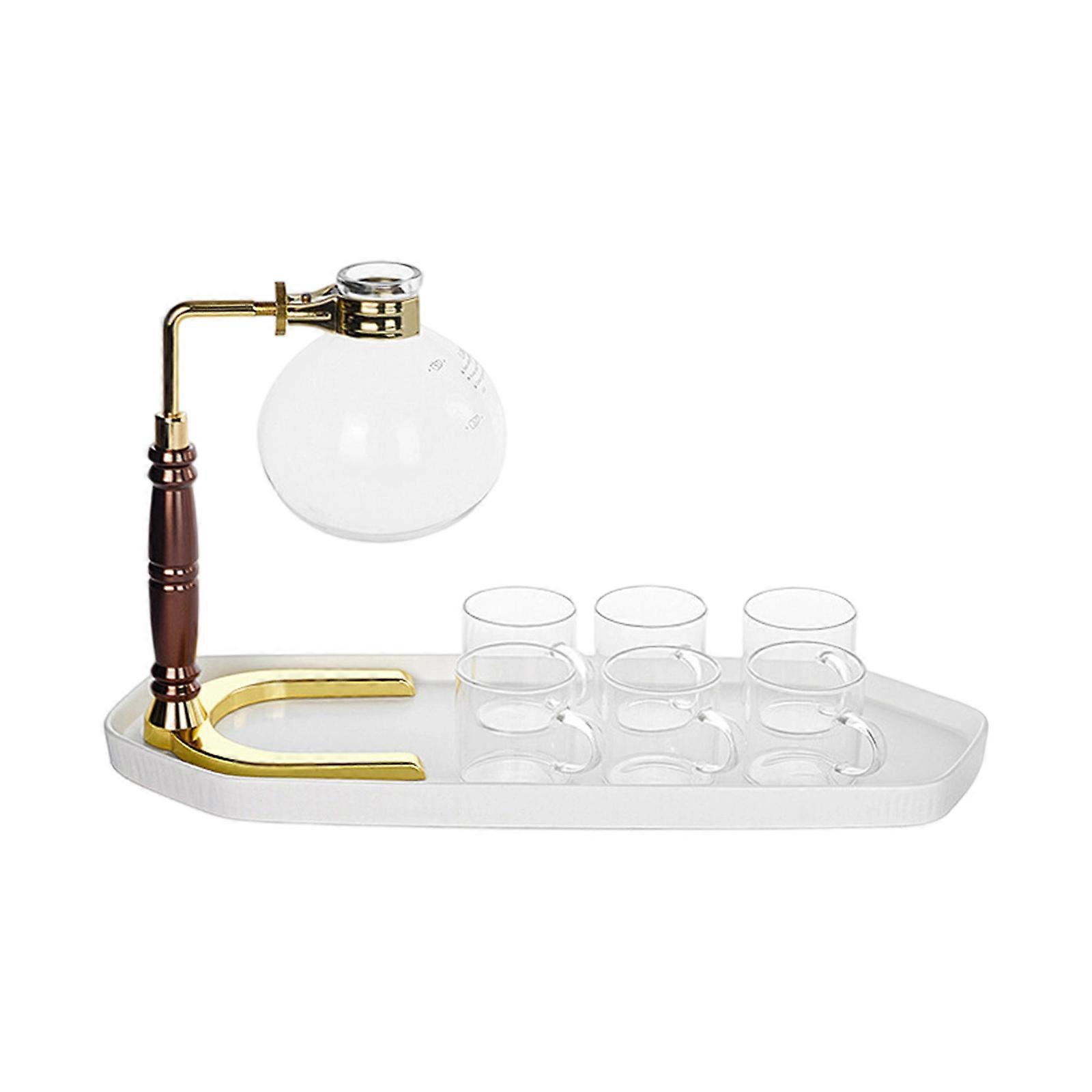 Professional Tube Coffee Brewing Set For Home Use With Heatproof Glass Container And Manual Regulates  White